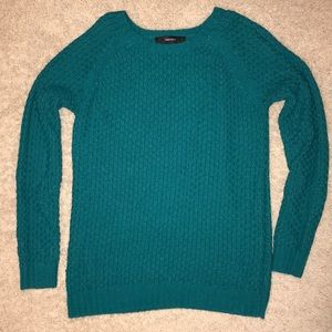 Emerald teal crewneck sweater with quilted texture